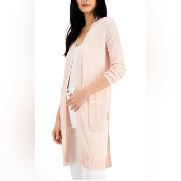 INC International Concepts Sweaters - INC Women's Ribbed Duster Cardigan Pink Pale Blush Sz Small $69.50